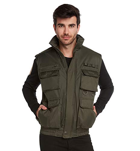 9 Crowns Men's Fishing Hunting Tactical Vest Essentials-Olive-Large