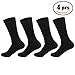 BambooMN Men's Bamboo Socks - Extra Large Rayon from Bamboo Fiber Moisture Wicking Luxury Casual Dress Mid-Calf Socks - Black - 4prs, Size 10-14