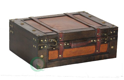 Old style suitcase with straps