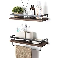 SODUKU Floating Shelves Wall Mounted Storage Shelves for Kitchen, Bathroom,Set of 2 Brown