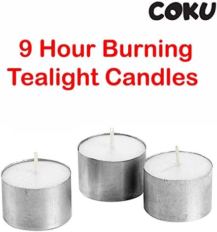 Coku Mega Candles Unscented White Jumbo Tea Lights Candle | Pressed Wax Candles 8-9 Hour Burn Time | for Home Décor, Wedding Receptions, Birthdays, Celebrations, Party Favors & More (Pack of 200)
