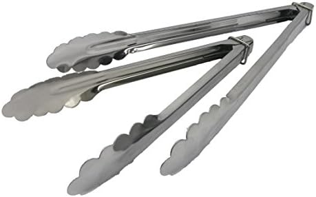 TWIN RAY Tongs 12 and 15 Inch Heavy Duty Stainless Steel Edlund Tongs Grill &amp; Kitchen SpringTongs With Lock Set of 2