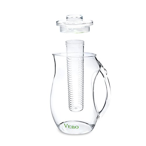 VeBo Tea and Fruit Infusion Pitcher With Ice Core Rod - 2.9 Quart Water Pitcher Infuser - Thumbnail 2
