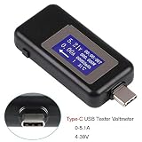 MakerHawk Type-C USB Meter Tester Power Meter USB Multimeter Voltage and Current Tester 0-5.1A 4-30V USB Power Tester Multi-function Tester Display Capacity Voltage Current Detector