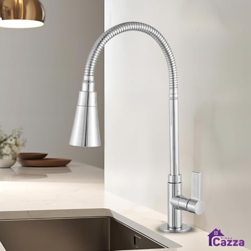 Torneira de Cozinha Gourmet Bancada Pia Flexível 1/4 de Volta Cromada ABS