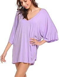 Ekouaer - Camisón corto sexy para mujer, cuello en V, tallas S-XXL