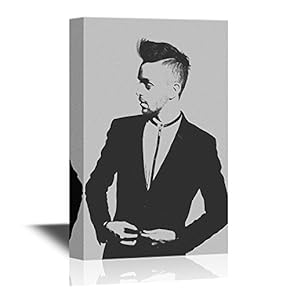 Suits Canvas Wall Art - Fashion Young Model Male, Wearing a Trendy Black Suit - Gallery Wrap Modern Home Art | Ready to Hang - 12x18 inches