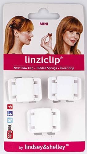 Linziclip Mini Hair Claw Clip - Hidden Springs, Great Grip, many Colors & Styles, Pack of 3 pcs, is suitable for smaller strands of hair and great for children (White Velvet)