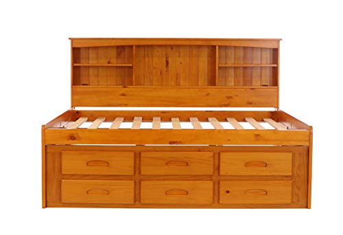 Discovery World Furniture Bookcase Daybed with 6 Drawers, Full, Honey - Thumbnail 4