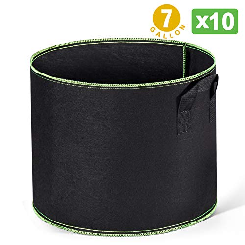 Delxo 10-Pack 7 Gallon Grow Bags Heavy Duty Aeration Fabric Pots Thickened Nonwoven Fabric Pots Plant Grow Bags with Handles