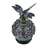 Welforth Lavender Dragonfly Pewter and Glass Perfume Bottle