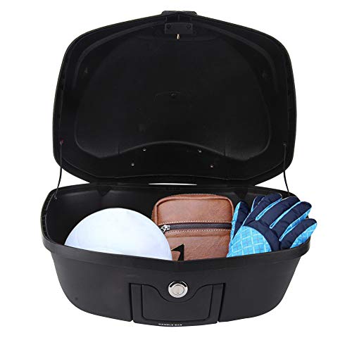 Comie Motorcycle Tour Tail Box Scooter Trunk Luggage Top Lock Storage Carrier Case w/Soft backrest&Handle - 48L Capacity - Can Store Two (2) Helmet (Black 2) - Thumbnail 6