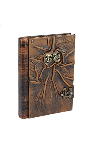 Primal Relic, Rare Handcrafted Vintage Leather Journal, Top Quality Unlined Art Sketchbook, Antique Rustic Travel Diary &amp; Notebook, Unique Charm &amp; Clasp, Perfect Gift (Large, Walnut-Mask)