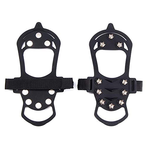 ENJOY OUTDOOR Ice Cleat Crampons and Tread,Cleats for Walking, or Hiking on Snow and Ice,Cleat Over Shoe/Boot Anti Slip 10 Steel Studs Slip-on Stretch Footwear (Small (US Women:4-6 / Men:4.5-6))