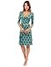 PattyBoutik Women Faux Wrap A Line Dress (Green, Blue and Pink Small)