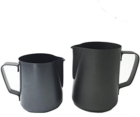 Ivykin Milk Steaming &amp; Frothing Pitcher Black Non-stick Teflon Coating Milk Jug for Cappuccino Latte Coffee 12oz &amp; 20oz Set of 2 For Steaming Cappuccino use