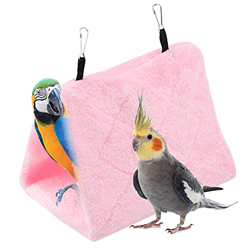 TOPINCN Bird Hammock Nest, Plush Winter Warm Bed, Pink, Small 17x13x12cm, Hanging Cage Tent for Budgerigars, Lovebirds, Pearl Birds