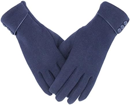 Tomily Womens Touch Screen Phone Fleece Windproof Gloves Winter Warm Wear (Navy)