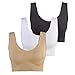 Alupper Padded Seamless High Impact Support for Yoga Gym Workout Fitness-Sports Bras (S, Beige+White+Black)