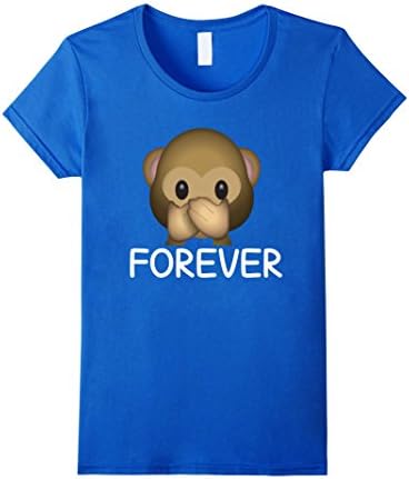 Womens Best Friends Forever Speak No Evil Monkey Emoji T-shirt. Small Royal Blue