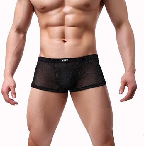 Mens Underwear Breathable, Men Comfortable Underpant Transparent Boxer Briefs Nightwear Sleepwear
