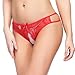 Deksias Women's Sexy Lace Underwear Open Crotch Thong Lingerie Panties (red)