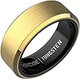 The Ridge Tungsten Rings For Men - Mens Wedding Band - Strong, Durable, and Scratch-Resistant Beveled Ring With Silicone Band
