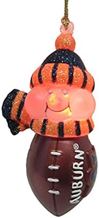 NCAA Auburn Tigers LED Lighted Football Snowmen Christmas Ornament