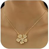 XIAOMOJEW Gold Flower Necklace for Women Floral Pendant Choker Layered Chain Necklace Statement Party Vintage Jewelry