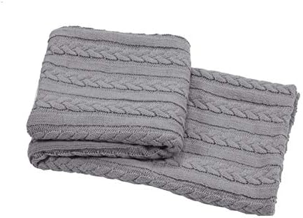Hamilton McBride Knitted Cable Silver Grey/Putty Throwover/Blanket (Single Sided) 515inx79in (140cmx200cm) Approximately - Plain Velvet Effect Silver Grey Reverse