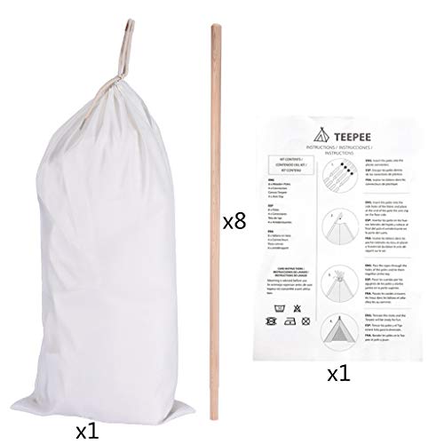 Beyonds Tent for Kids Foldable Children Play Tent for Girl and Boy with Carry Case 8 Poles White Black Canvas Playhouse Toy for Indoor and Outdoor Games