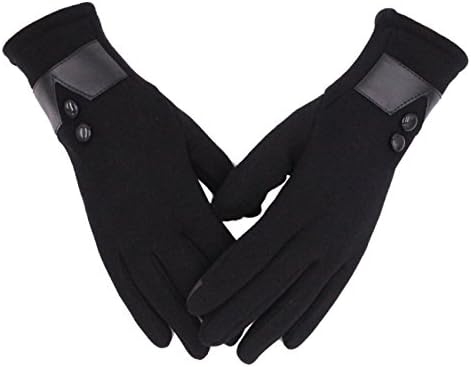 Tomily Womens Touch Screen Phone Fleece Windproof Gloves Winter Warm Wear (Black-2)