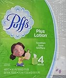 Puffs Plus with Lotion Facial Tissue, 4 Cubes 56 2-PLY Tissues Per Box