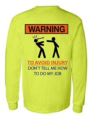 Sod Uniforms Warning to Avoid Injury 2400 Long Sleeve Shirt Safety Green Large