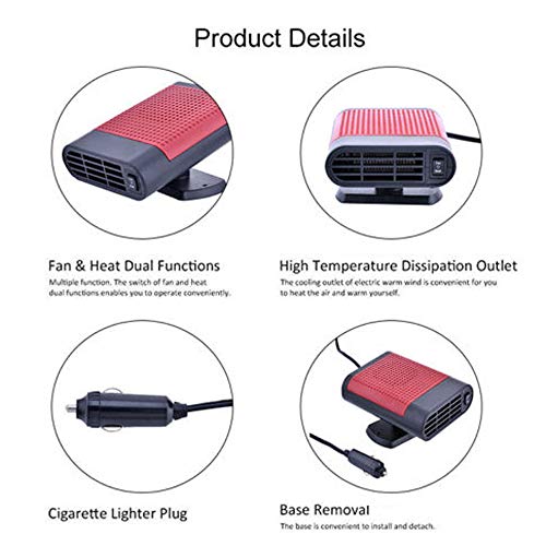 jinjin Car Heater, Car Defroster, Truck Fan Heating Warmer Demister for Vehicle SUV Winter Car Heater Gray - Thumbnail 7