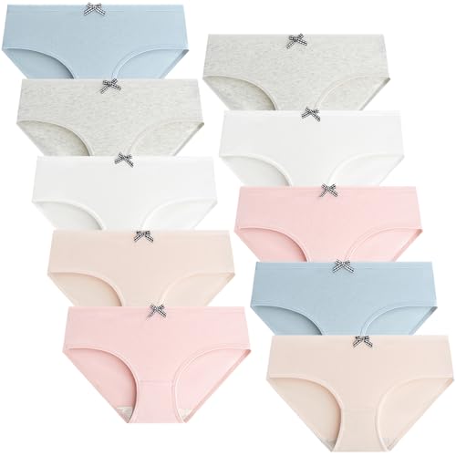 Photo 1 of Domee Teen Girls Cotton Panties Underwear Briefs Pack of 10 Bowknot 9-10 Years (Manufacturer Size M)