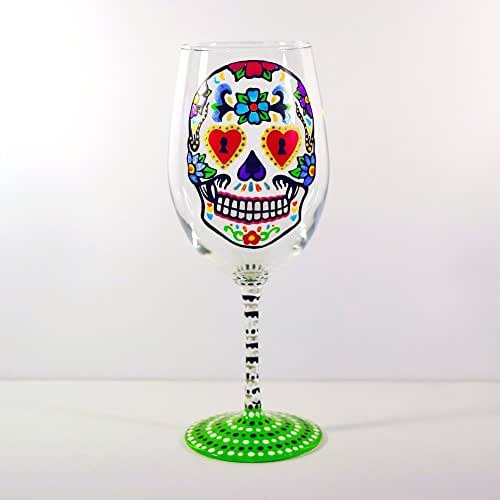Amazon.com: Sugar Skull Wine Glass, Handmade : Handmade Products