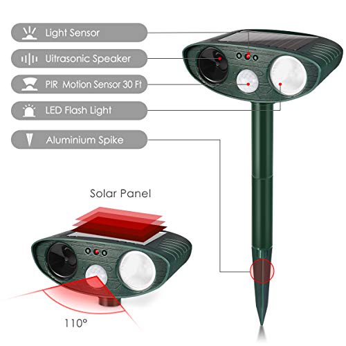 Dog Chaser, Outdoor Solar Powered and Weatherproof Ultrasonic Animal Chaser With PIR Sensor