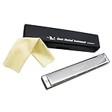 ammoon Swan Tremolo Harmonica Mouth Organ Key of D 24 Double Holes with 48 Reeds Free Reed Wind Instrument with Case Cleaning Cloth