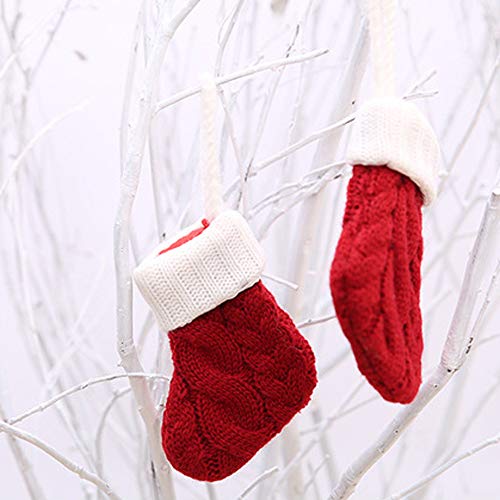 Tableware Storage MatureGirl Clearance Sale!!! 5PCS Christmas Socks Fork Knit Stocking Bag Cover Pocket Xmas Home Pouch Storage (Red) - Thumbnail 7