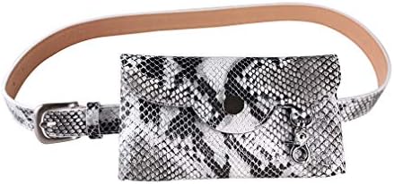 Retro Style Snake Pattern Fanny Pack Removable Waist Purse Women Leather Waist Belt Bag with Key Hang Buckle Decoration