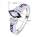 Promise Rings for Her, 925 Sterling Silver 5x10mm Marquise Shape Simulated Mystic Rainbow Topaz Engagement Rings for Women
