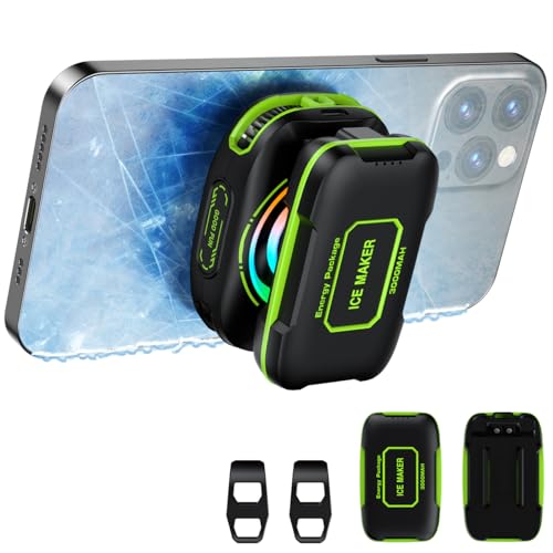 Mobile Phone Cooler for Games, Portable Magnetic Rechargeable Battery, Radiator for Mobile Phones, Fun Cooler for iPhone Series, iPad Pro, TikTok Live (Green)