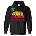 Dolphin Shirt Co California Republic Rasta Bear Flag Sweatshirt Hoodie - Black Large