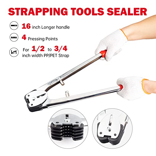 Holymus Pallet Packaging Strapping Banding Kit Tensioner Tool Sealer, 3200' Length X 1/2" Wide