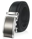 Squeple Reversible Leather Belts for Men Automatic Buckle 3.5CM Width Black