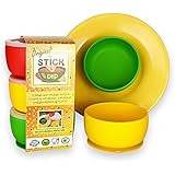 Chip and Dip Serving Set - Stick & Dip Salsa Serving Bowls Set of 3 with Fiesta Colors for Taco Party Dipping Sauce Bowls w/ 