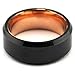 EZreal Will Queen 8mm Black Polished Beveled Tungsten Carbide Rings with Rose Gold Plated Interior 10.5