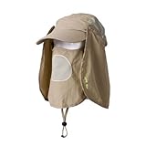 Flammi UPF 50+ Outdoor Multifunctional Flap Hat Neck Protection Cap with Removable Sun Shield and Mask UV Sun Protective Perfect for Fishing Hiking Garden Work Outdoor Activities