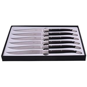 Forge de Laguiole Steak Mes Set, Zesdelige, Ebbenhout, roestvrij